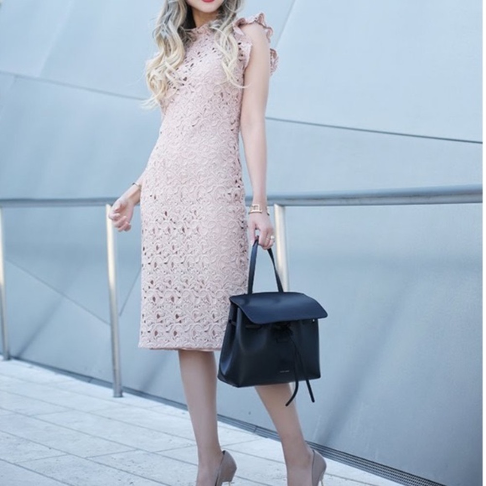 Zara Woman Guipure Pink Lace Dress (S) - NEW WITH TAGS